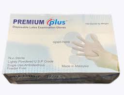 Premium Plus Disposable Latex Examination Gloves – Medical Grade, Powder-Free, High Sensitivity – 100pcs Box