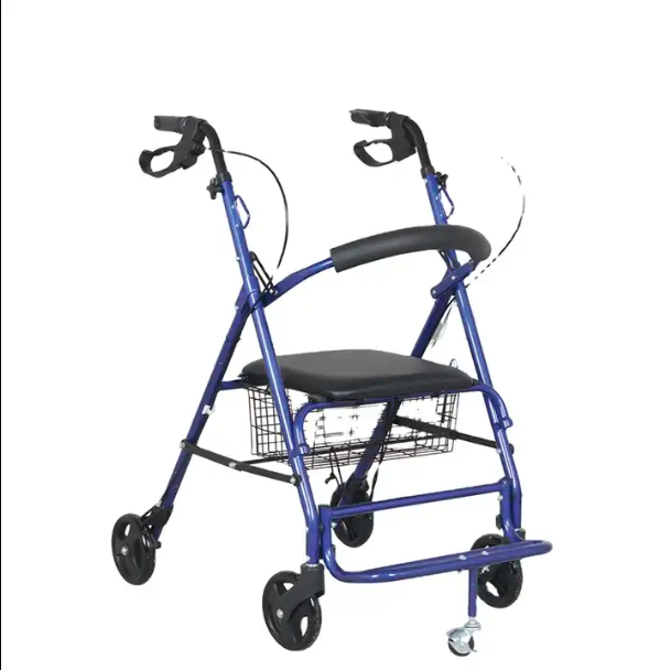 4-Wheel Rollator Walker with Seat, Basket & Brakes