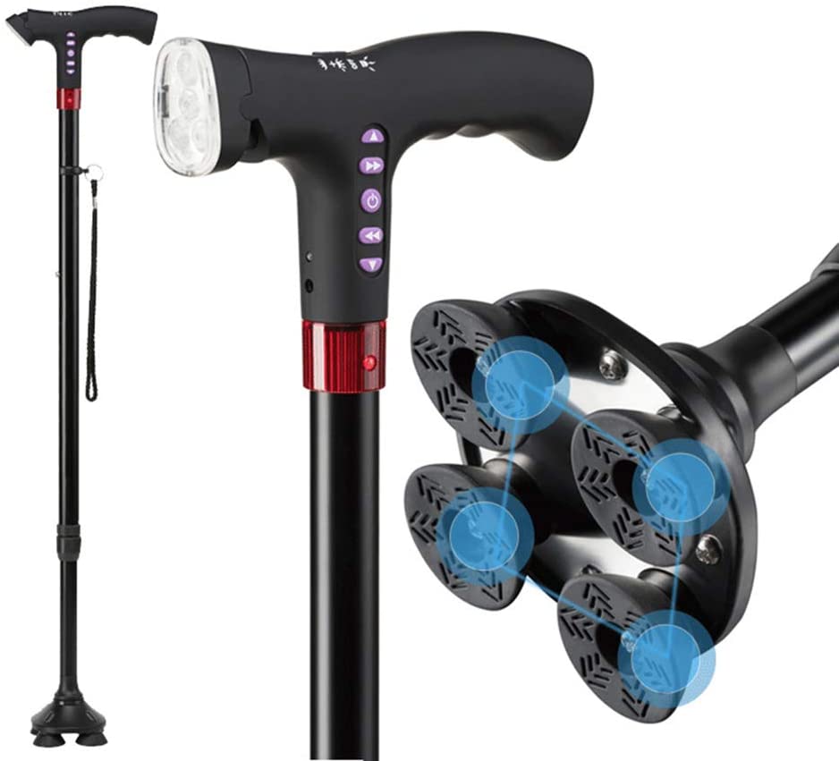 Smart Walking Stick with LED Flash Light, Alarm & FM Radio