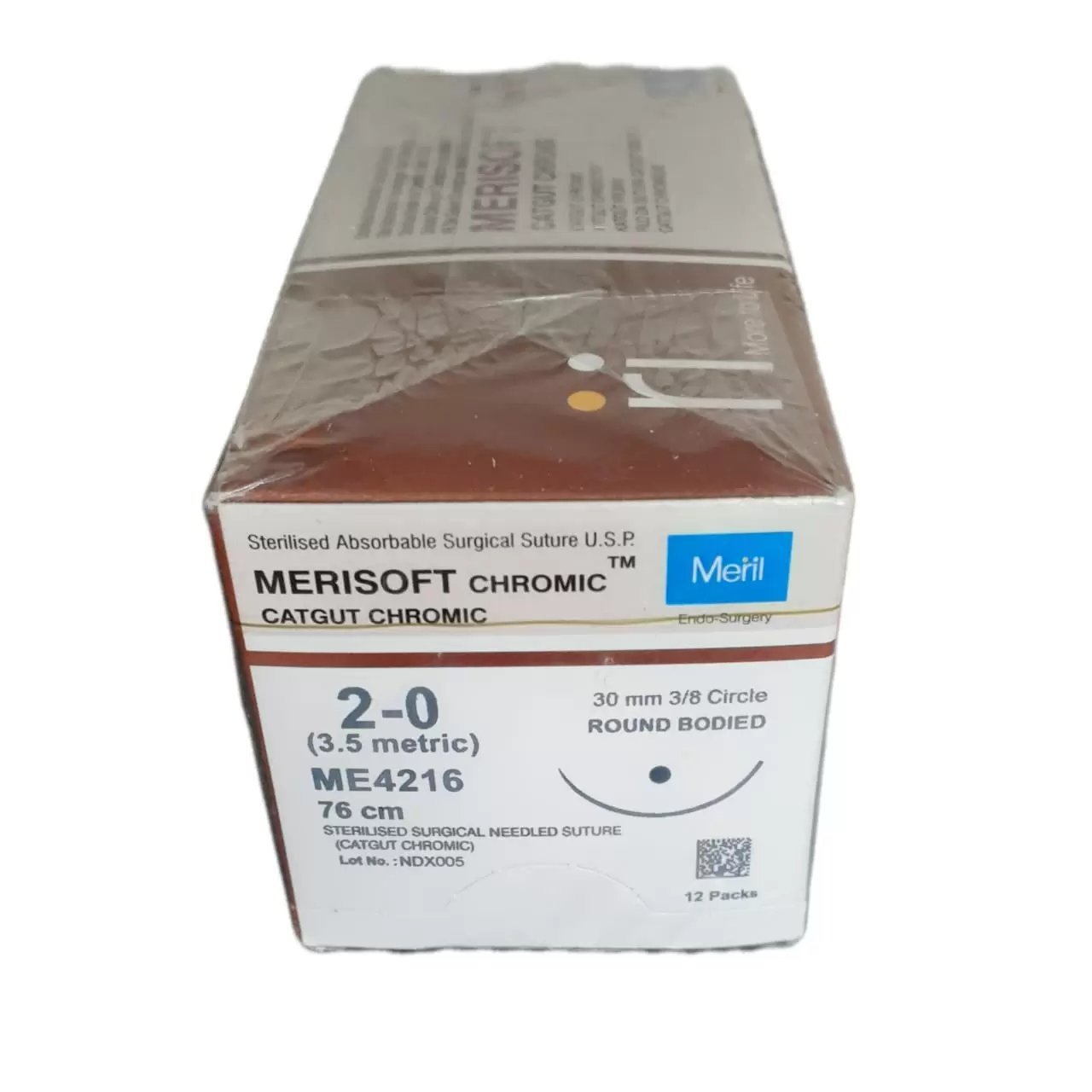 Merisoft Chromic Surgical Needled Suture Catgut  1-0