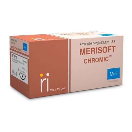 Merisoft Chromic Surgical Needled Suture Catgut  1-0