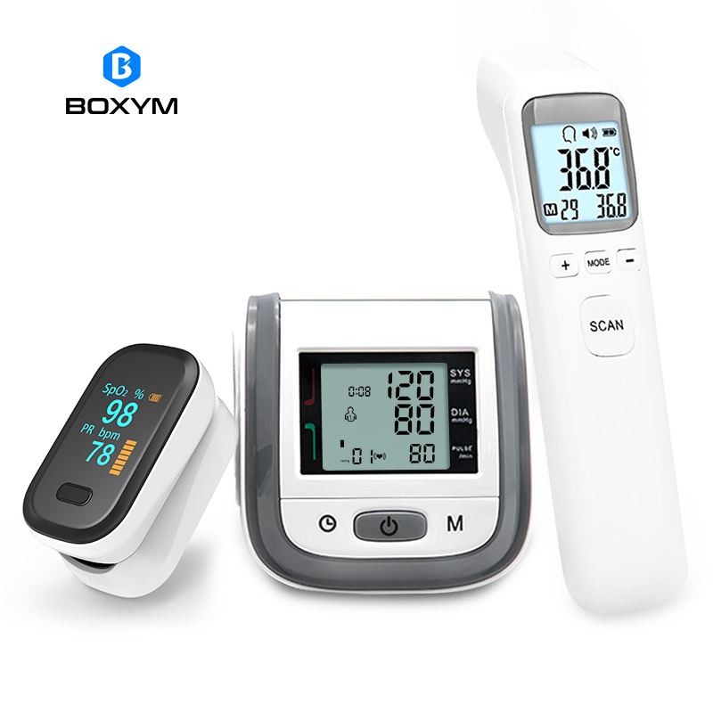 Fingertip Pulse Oximeter & LCD Wrist Blood Pressure Monitor & Infrared Thermometer Family Health Care Travel Packages