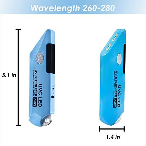 UVC LED V40 UV Ultraviolet Sterilizer USB Charge Germicidal UV